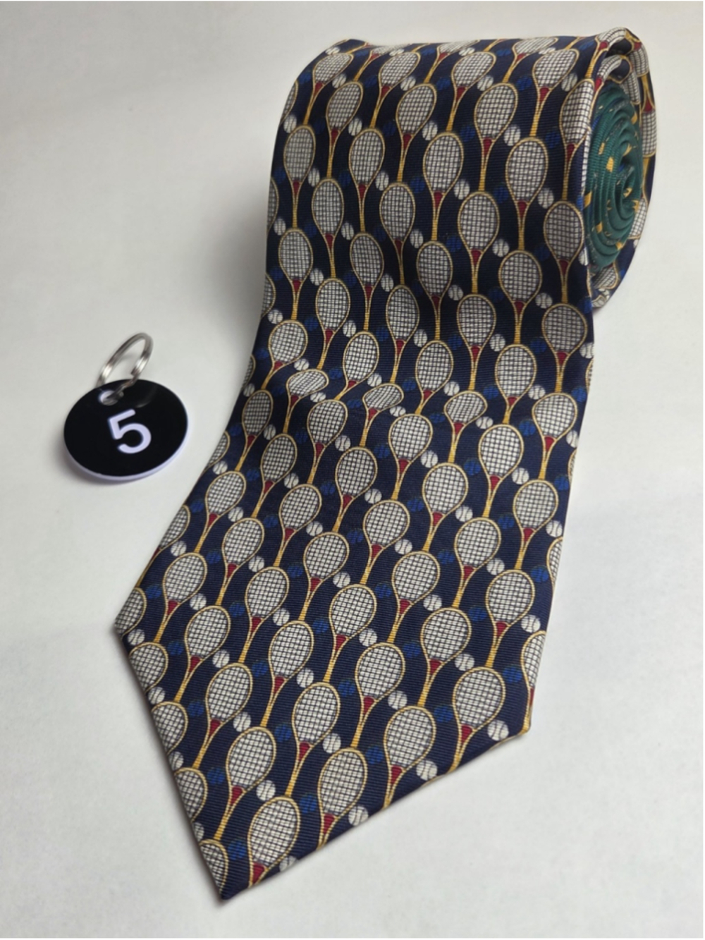 Tommy Hilfiger Men’s Tennis Racket Ball Novelty Necktie Navy Blue #5